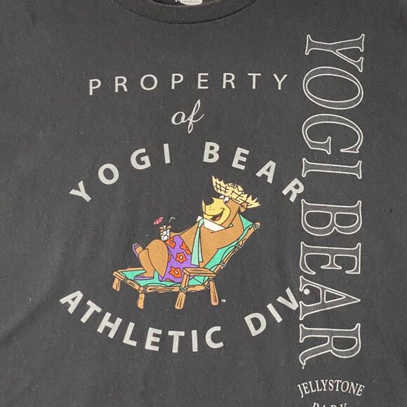 Yogi Bear Hanna Barbera Tee Shirt Men Size XL Black Jellystone Park 100% Cotton - Picture 2 of 6